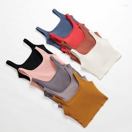 Yoga Outfit Sexy Thread Skin-friendly Nude Sports Bra Gym Solid Colour Fitness Vest Women's Underwear Soft Breathable Support Gathering