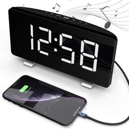 Table Clocks Large Screen Digital Clock LED Polyphonic Music Desk Alarm Light Sense Snooze FM Radio Electronic Home Decor