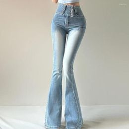 Women's Jeans Fashion Flare For Women Skinny Bell Bottom High Waist Jean Pants Woman Spring Summer Multi Button Lady Sexy Denim Trousers