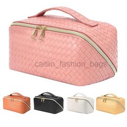 Totes Fashion Knitted Large Capacity Women's Makeup makeup bag Colorful Luxury Brand Portable PU Wash Travel Embossed Box caitlin_fashion_ bags