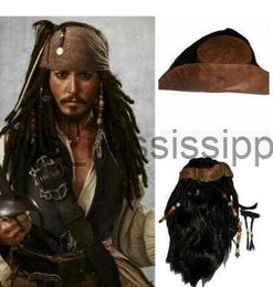 Cosplay Wigs Cosplay Captain Jack Costume Props for Men Adult Unisex Pirate Sparrow Wigs Hat of The Caribbean Halloween Accessories Dress Up x0901
