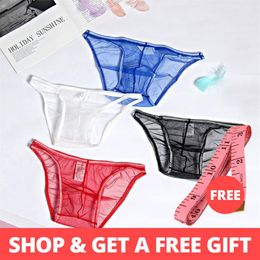 4Pcs Sexy Men Underwear Briefs Transparent Men's Underpants Bikini Sissy Cueca Male Panties Mesh Gay Man Underwear M0002257J