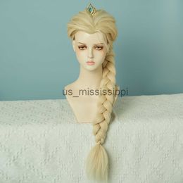 Cosplay Wigs 7JHH WIGS Halloween Anime Wigs for Women Long Blonde Braids Wig with Bangs Synthetic Wig for Girls Party Cosplay Costume Party x0901