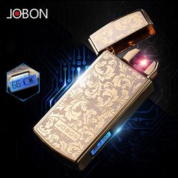 Intelligent Shake Ignition Dual Arc USB Charging Lighter LED Display Power Gravity Sensing Smoking Accessories Gadgets For Men ZNBW