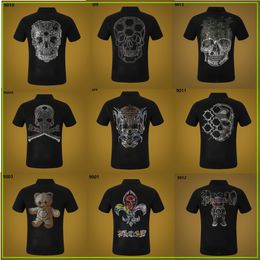 PP Men's Polo Shirt Summer Skull Diamond Phillip Plain Short Sleeve Designer T Shirt Harajuku Tee Brand Skulls Print Tops Streetwear PP6168