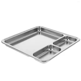 Dinnerware Sets Stainless Steel Grid Household Tableware Panel Dumpling Plate Serving Baby Container Combination Divided Tray