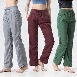 LU LU Women Sweatpants Breathable Jog Fast Dry Slim Loose Running Workout Baggy Pants Pocket Slacks