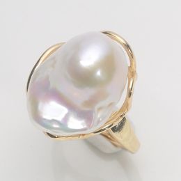 Wedding Rings 925 Sterling Silver Classic Natural Freshwater Baroque Large irregularity Pearl Ring 15 30MM adjustable size Fine Jewellery RZ 230831