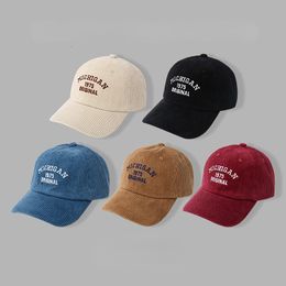 Ball Caps Autumn and Winter Corduroy Baseball for Women Retro Letter Embroidery Soft Top Hats Men Kpop Cap 230831