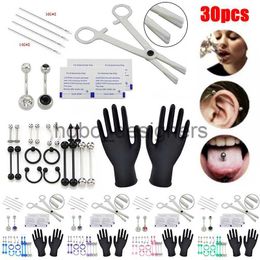 Labret Lip Piercing Jewelry Body Piercing Kit With Needle Pack Nose Septum Belly Button Piercing Tool Kit Ear Tragus Nipple Eyebrow Labret Pircing Set Clamp x0901