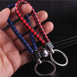 Keychains Lanyards Creative Handwoven Leather Charms Men Women Waist Keyring Pendant Bag Ornaments Accessories Car Key Ring Decorations 230831