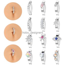 Labret Lip Piercing Jewellery 1 Piece Flower Shape 14G Belly Button Ring Rhinestones Navel Piercings Click Reverse Curved Navel Barbell Body Jewellery 10MM x0901