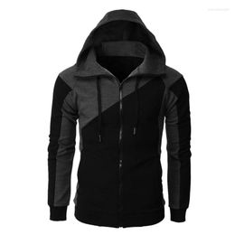 Men's Hoodies 2023 Contrast Coat Slim Hooded Sweatshirt Casual Fashion Long Sleeve Sports