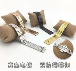 Watch Bands Accessories Solid Steel Strap Bracelet Seven Beads Stainless Universal Flat Mouth Arc #12-24