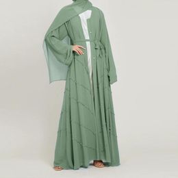 Ethnic Clothing Beaded Kimono Abaya For Women Muslim Ramadan Eid Islamic Hijab Long Dress Turkey Open Abayas Dubai Party Modest Kaftan