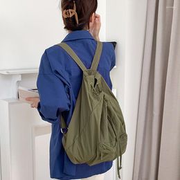 School Bags Harajuku Drawstring Women Backpack Light Nylon Shoulder Bag Trendy Lady Schoolbag Teenage Girls Fashion Rucksack Ladies Bagpack