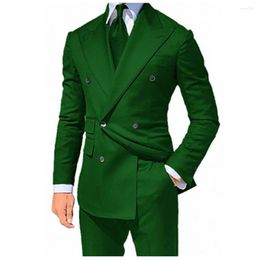 Men's Suits Gentlemen's Double Breasted Tuxedo Suit For Banquet Prom Dancing Blazer Jacket Green Wedding Business(jacket Pants)