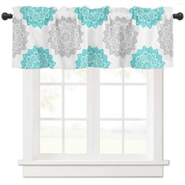 Curtain Mandala Grey Blue Texture Bohemian Short Curtains Kitchen Cafe Wine Cabinet Door Window Small Home Decor Drapes