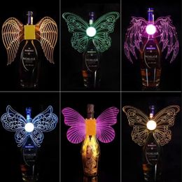 Rechargeable LED Strobe Baton Glowing Butterfly Wings Lamps Champagne LED Sparkler light Flashing Stick Service Wine Cap Bottle Topper