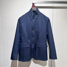 Mens Jackets Spring kiton Cashmere Navy Blue Coat