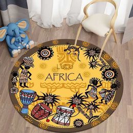 3D cartoon African Themed round carpet floor mat Picnic mat living room carpet polyester carpet mat cat Cushion room decor HKD230901