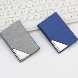 Card Holders PU Leather Name Holder Slim Business For Women Men Stainless Steel Lightweight