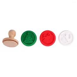 Storage Bottles Wooden Stamps Seal Cookie Helper Silicone Stamper Christmas Round Door Bell Bamboo Elk