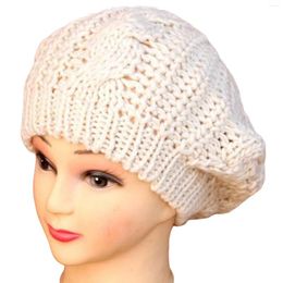 Berets Women Beret Beanie Ribbed Hats Crochet Slouchy Knit Baggy Ski Hat Gift For Ladies Girls Female