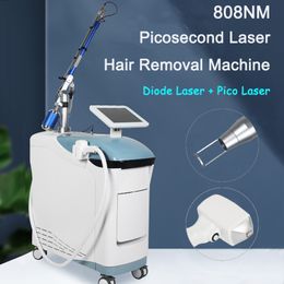 2 IN 1 Diode Laser Pico Laser Tattoo Removal Machine Q-Switch Picosecond Black Doll Treatment Remove Birthmarks Pigmentation 808 Laser Hair Remove Epilator