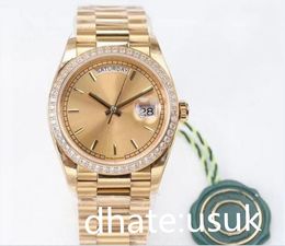 Automatic Cal.3255 Watch Unisex Mens Women's 36mm Presidential Yellow Gold Rose Gold Champagne Diamond Dial Diamond Bezel 128348 128345 EW Factory Watches