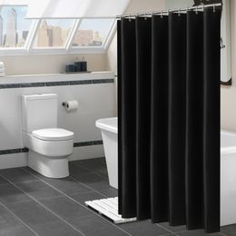 Shower Curtains Modern Black Shower Curtains Waterproof Fabric Solid Colour Bath Curtains For Bathroom Bathtub Large Wide Bathing Cover 12 Hooks 230831