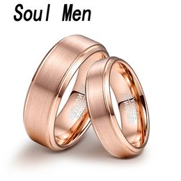 Wedding Rings Classic Rose Gold Colour Tungsten Ring For Women Men Carbide Engagement Band Comfort Fit Width 8mm 6mm 230831