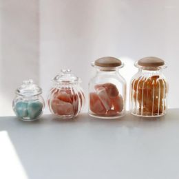 Bottles Mini Transparent Candy Jar Decorative Glass With Cover Food Storage Tank Display Container Bottle Organize Box Toy