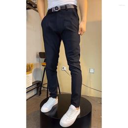 Men's Pants Solid High Quality Trousers Casual Soft Tight Stretch Business Social Workers Suit A73