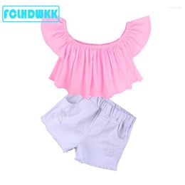 Clothing Sets 2023 Summer Girls 2Pcs Set Toddler Clothes Baby Pink Cute Top White Shorts Sport Suits