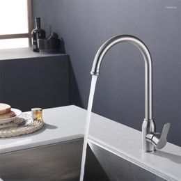 Kitchen Faucets 304 Stainless Steel Wire Drawing Basin And Cold Water Faucet 360° Rotation Splashproof