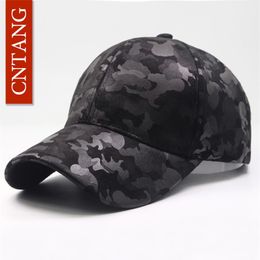 CNTANG Leather Suede PU Camouflage Baseball Cap Men Fashion Spring Hat Snapback Hip Hop Unisex Caps Adjustable Brand Casual Hats272Z