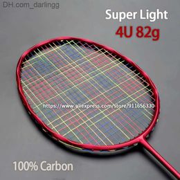 Badminton Rackets Coloful Strings Full Carbon Fibre Badminton Rackets Professional Ultralight 4U Ofenssive Racquet With Bags Max Tension 30LBS Q230901