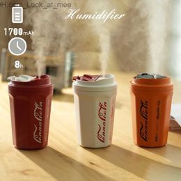 Humidifiers 2022 Newest Coke Cup Humidifier Rechargeable 400ml Wireless Portable Flame Air Humidifier with Battery Home Car Aroma Diffuser Q230901