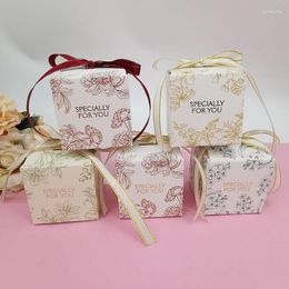 Gift Wrap 25/50pcs Flower Wedding Paper Candy Box Specially For You Favor And Boxes With Ribbon Birthday Christmas