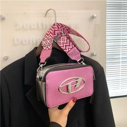 Bags niche design sweet cool style for women 2023 new color contrast small square wide strap single shoulder crossbody bag 55% Off Factory Online