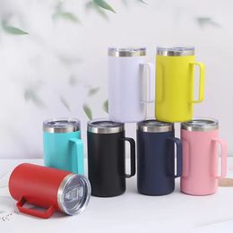 24oz 680ml Insulated Coffee Mug with Lid, Stainless Steel Coffee Cup, Double Wall Vacuum Coffee Tumbler with Handle Sep01