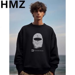 Men's Hoodies Sweatshirts HMZ 2023 Autumn Men Casual Loose Simple Print Pullover Oversized Long Sleeve High Street Tops 230831