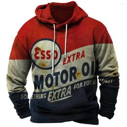 Men's Hoodies Vintage Hooded Men Sweater Racing 3D Printing Street Sweatshirt Winter Long Sleeve Oversized Top Casual Pullover