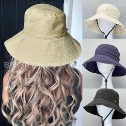 Berets Foldable Bucket Hat Adjustable Outdoor Men Women Large Wide Brim Panama Beach Cap Female Y2K Style Baseball Golf Caps