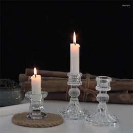 Candle Holders European Style Simple Ins Glass Holder Home Rod Wax Base Romantic Dining Table Creative Decorations