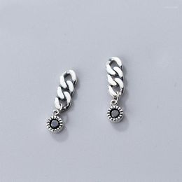 Stud Earrings MloveAcc Punk Black CZ Vintage 925 Sterling Silver Big Chain Shape For Women