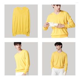 Men's Sweaters "Comfortable Feeling: V-neck Solid-color Knitted Sweater Loose Fit Korean Style Leading The Trend Of Wearing!"