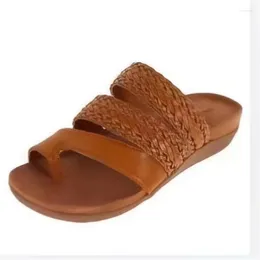 Slippers 2023 For Women Fashion Clip Toe Weave Shoe Summer Lady Soft Platform Flip Flops Outdoor Beach Casual Female Slides