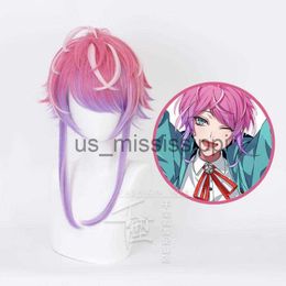 Cosplay Wigs Anime Hypnosis Mic Amemura Ramuda Cosplay Wig Pink And Purple Mixed hair Heat Resistant Synthetic Halloween Party x0901